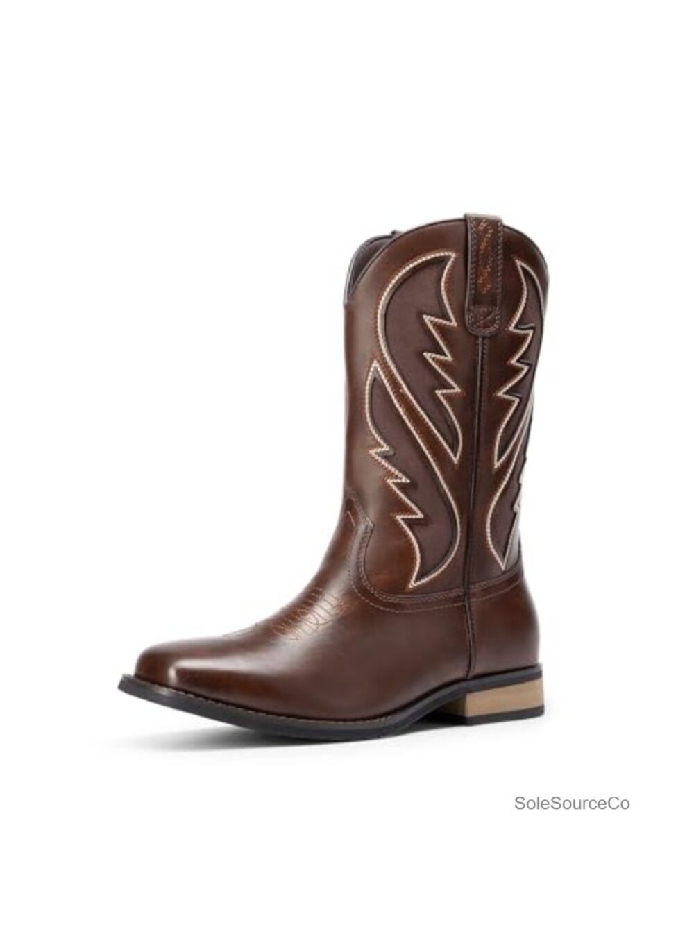 Men's Western Cowboy Boots Faux Leather Embroidered Slip On Knee High